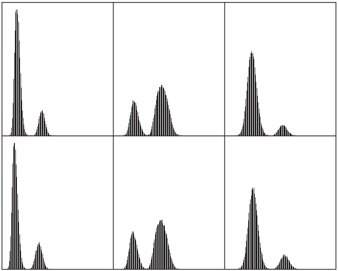 Representa o histograma das subimagens da Figura 6.50(e) [2, p. 498].